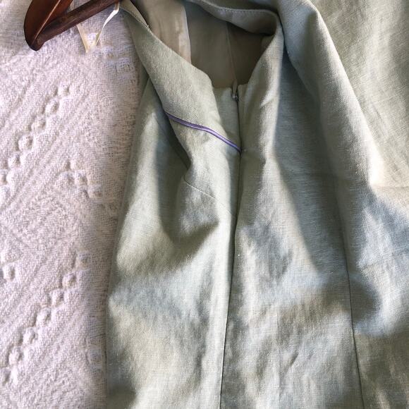 Y2K Sangria Linen-Blend Sage Green Embroidered Floral Shift Dress Sz 8 Cottage - Picture 5 of 11